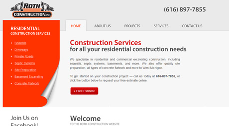 construction company web design grand rapids